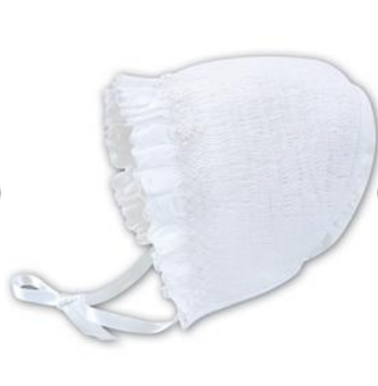 White/White Infant Smocked Bonnet