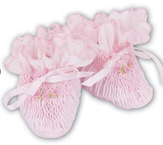 Pink/Pink Infant Smocked Booties