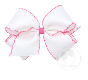 White/Hot Pink Moonstitch King Bow