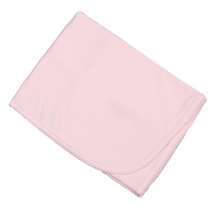 Pink Pima Receiving Blanket Pink Trim