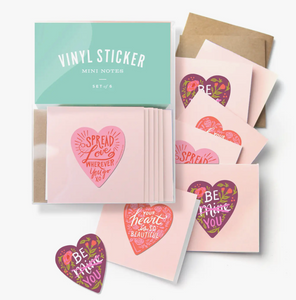 Heart Vinyl Sticker Mini Notes - 6 pack