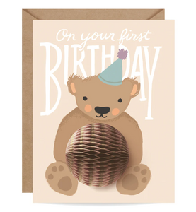 1st Birthday Bear Pop-up Card